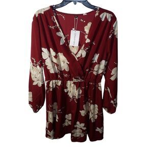CHICANARY FLORAL LONG‎ SLEEVE DRESS XL NEW